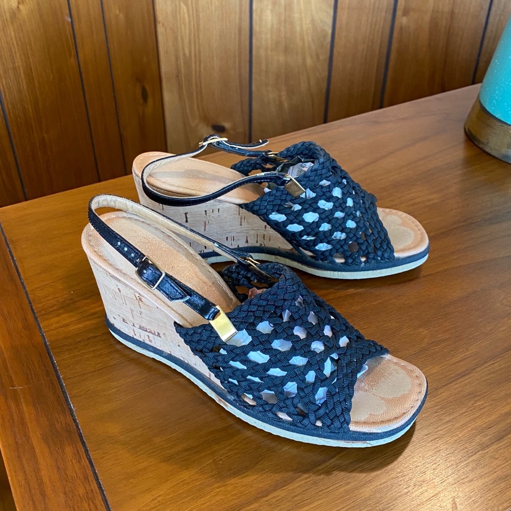 Vintage Black Slingback Wedges